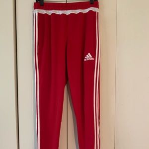 Classic Red & White Stripe Adidas Track Pants